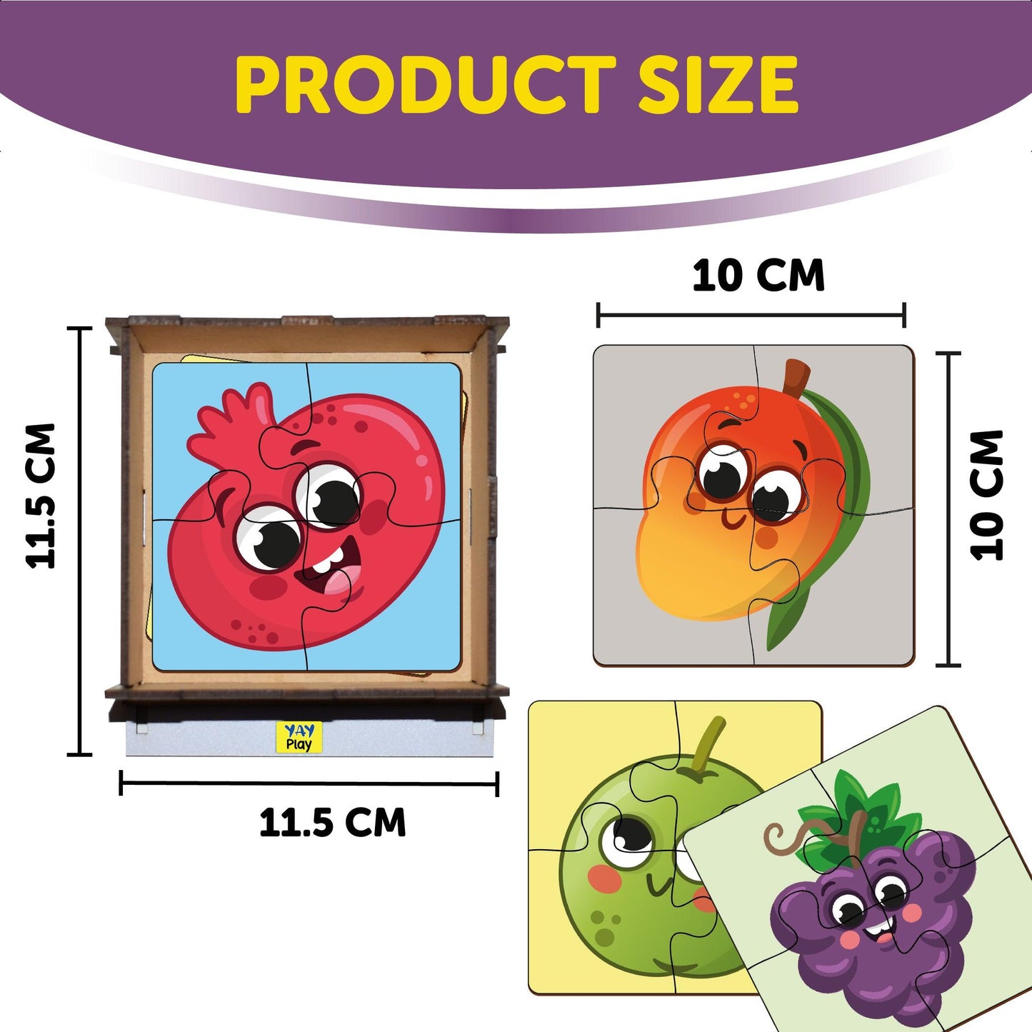 Fruits 4 Piece Wooden Puzzle 2+ Years - Mini Leaves