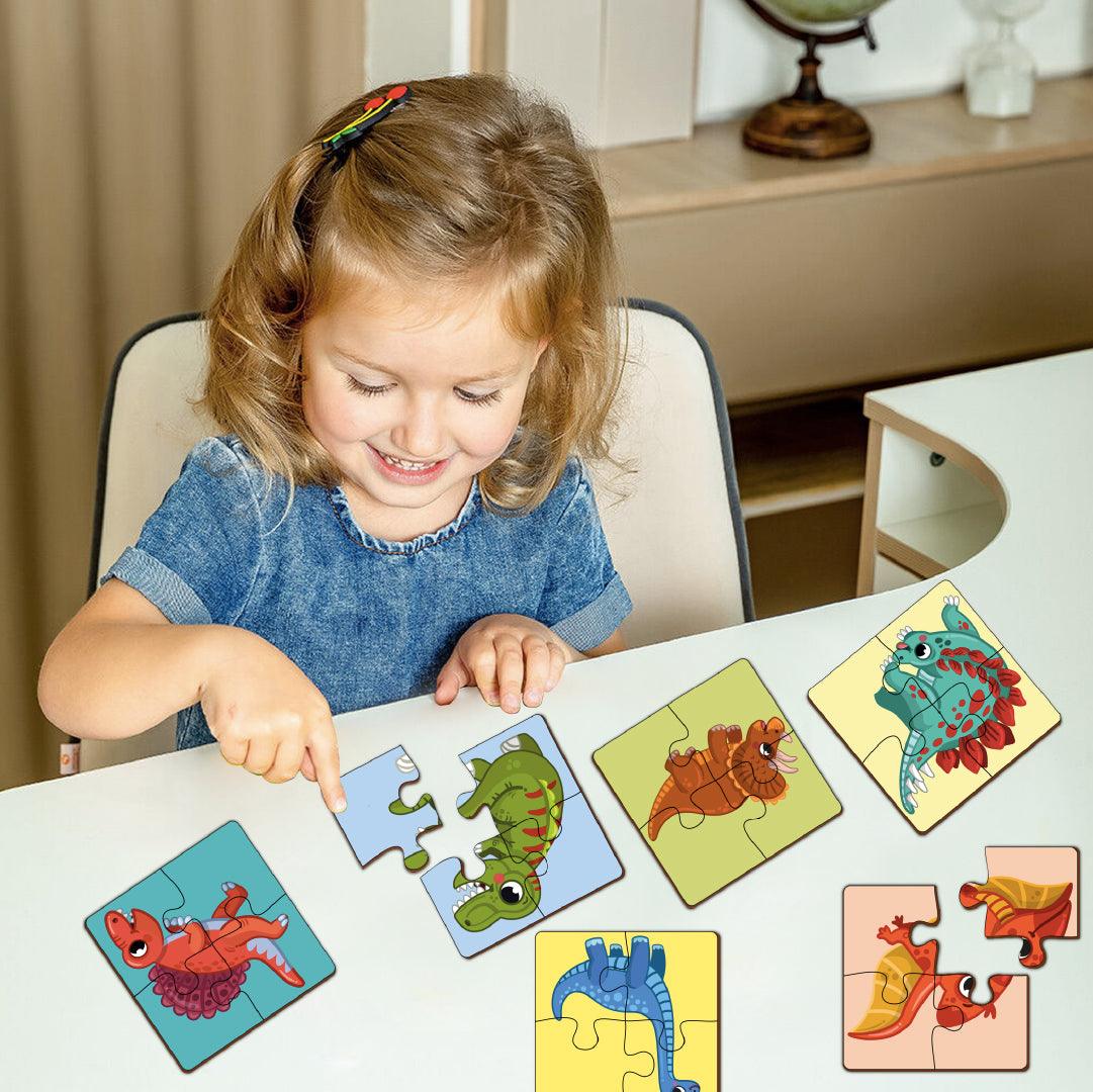 Dinosaurs 4 Piece Wooden Puzzles 2+ Years - Mini Leaves