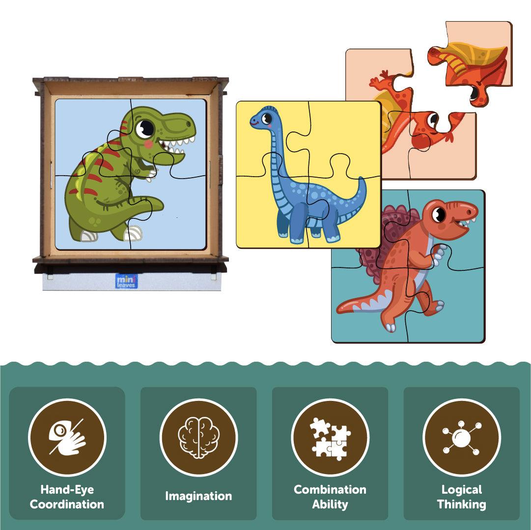 Dinosaurs 4 Piece Wooden Puzzles 2+ Years - Mini Leaves