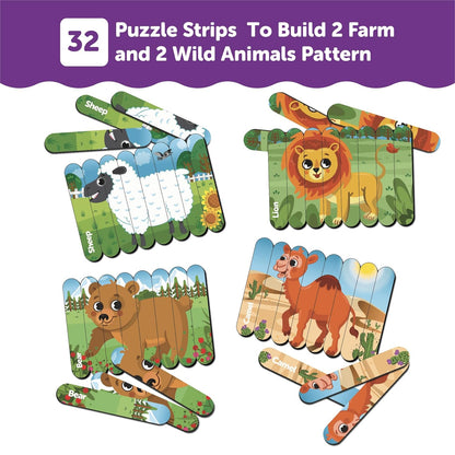 Animal Theme Stick Puzzle Strip for 3+ Years