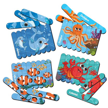 Ocean Animal Strip Wooden Puzzles 3+ Years