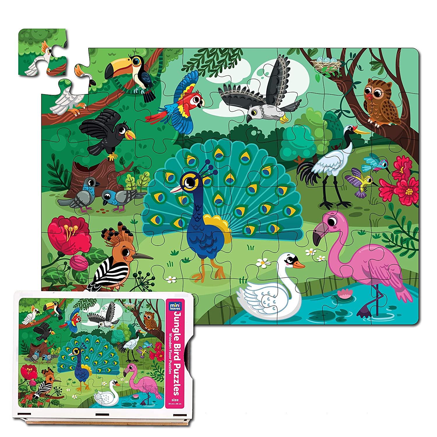 Jungle Bird 48 Pieces Floor Puzzle 4+ Years - Mini Leaves