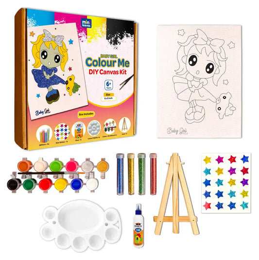 Baby Girl DIY Canvas Art and Paint Kit 6+ Years