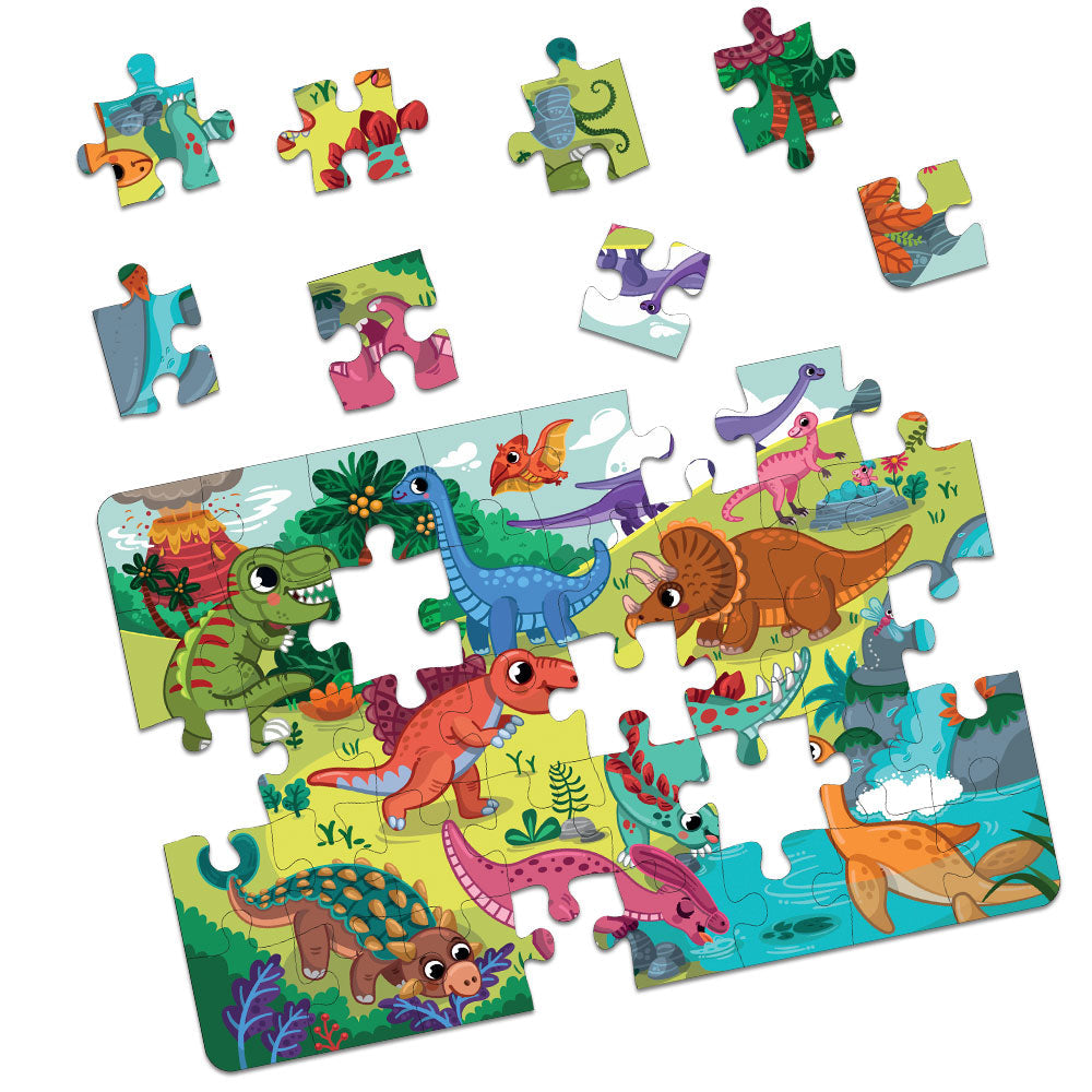 Dino World 35 Pieces Floor Puzzle with Knowledge Cards 3+ Years - Mini Leaves