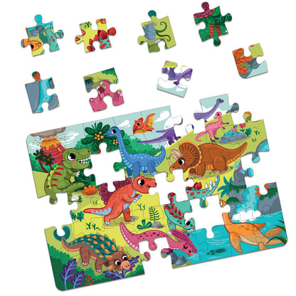 Dino World 35 Pieces Floor Puzzle with Knowledge Cards 3+ Years - Mini Leaves