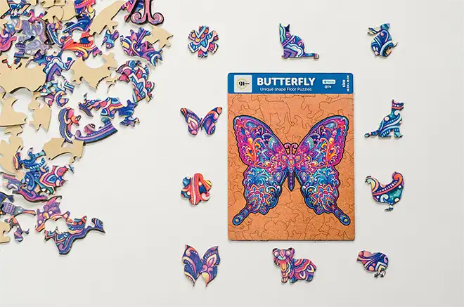 Butterfly Unique Shape Wooden Puzzles 74 Pieces 6+ Age