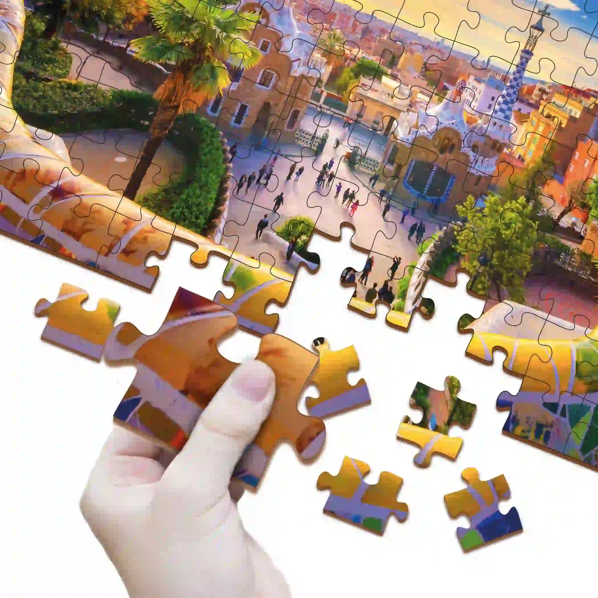 Park Guell, Barcelona Spain 108 Piece Wooden Puzzle (6+ Years) - Mini Leaves