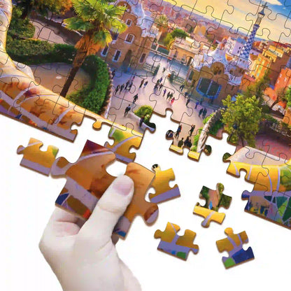 Park Guell, Barcelona Spain 108 Piece Wooden Puzzle (6+ Years) - Mini Leaves