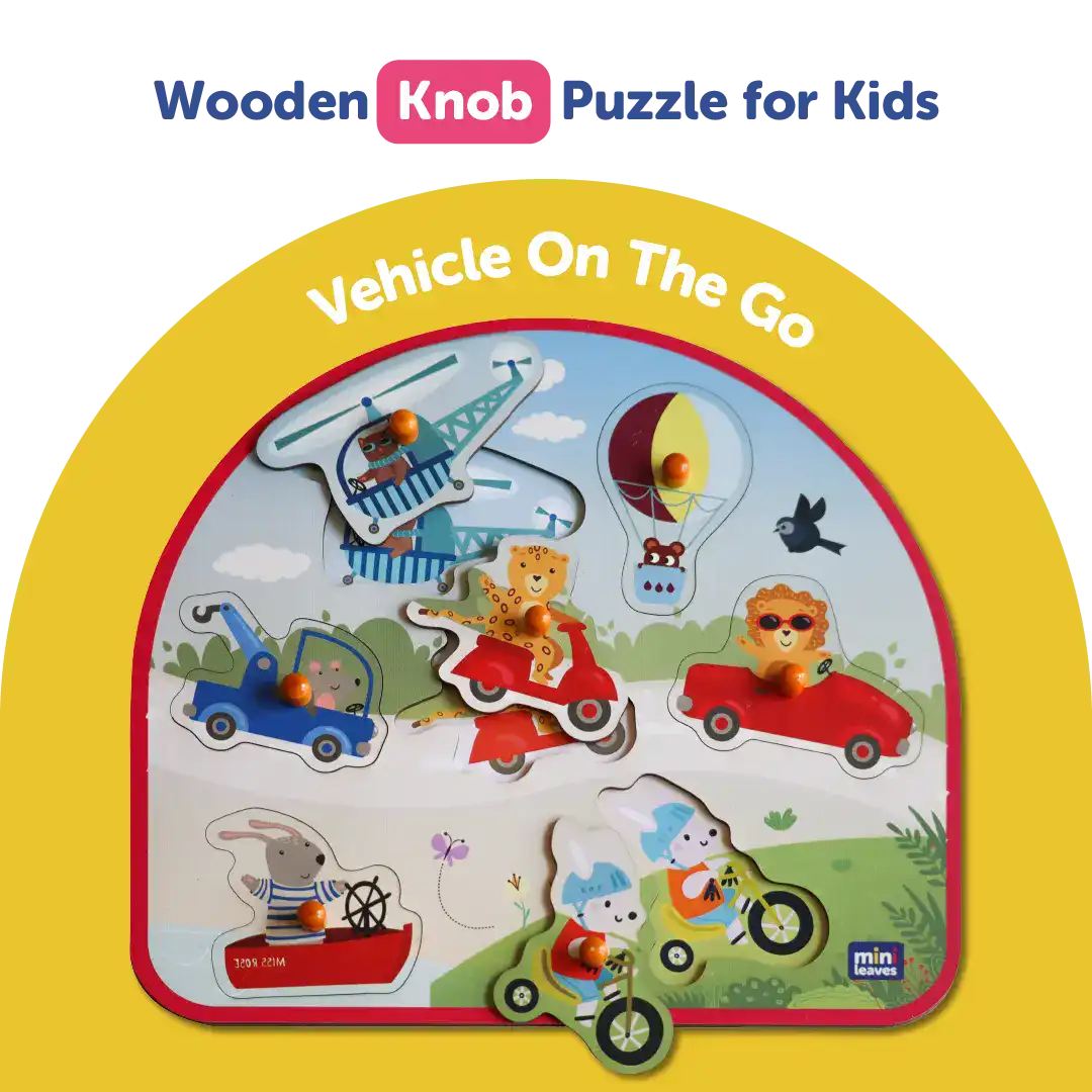 Vehicles On the Go Wooden Pegged Puzzle - Mini Leaves