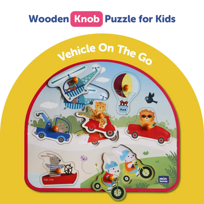 Vehicles On the Go Wooden Pegged Puzzle - Mini Leaves