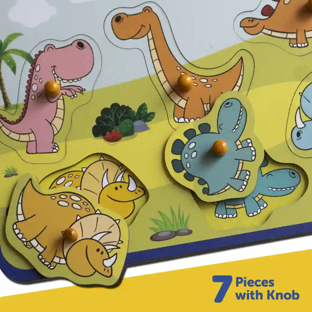 Stomping Dinos Wooden Pegged Puzzle - Mini Leaves