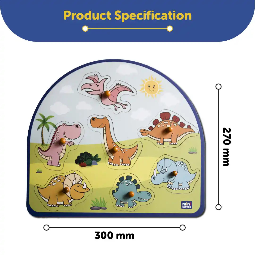 Stomping Dinos Wooden Pegged Puzzle - Mini Leaves