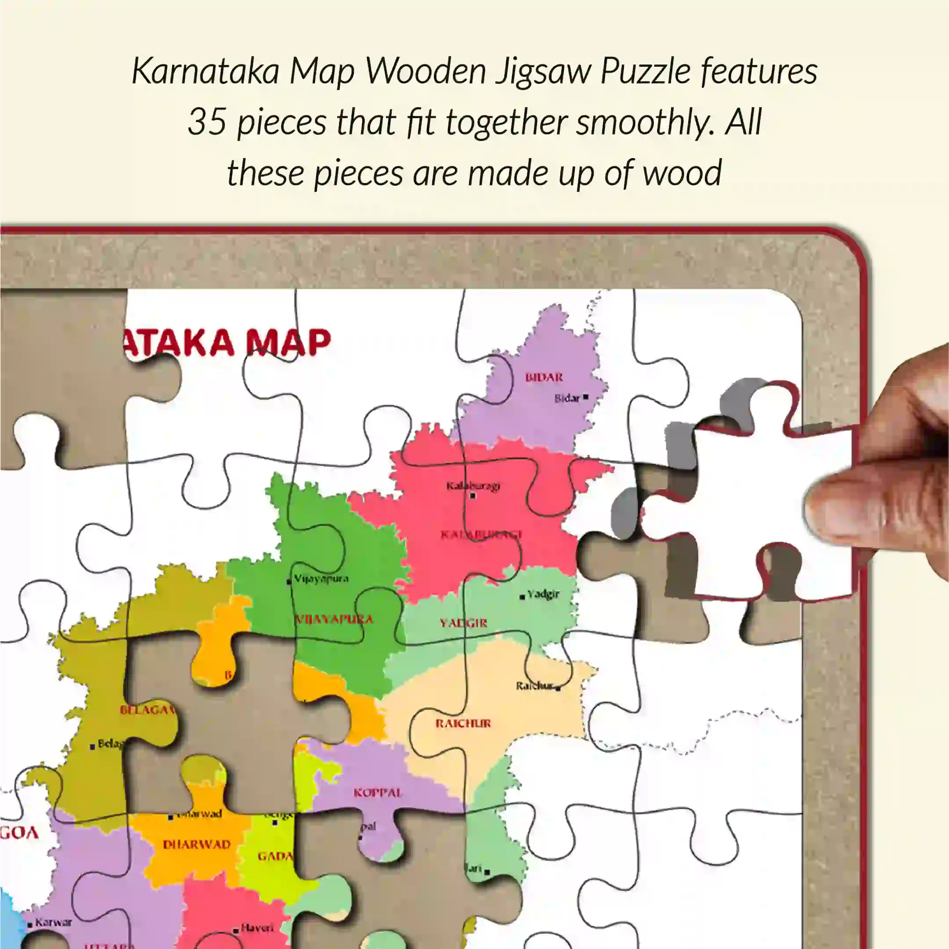 Karnataka Map Puzzle 40 Pieces 3+ Years - Mini Leaves