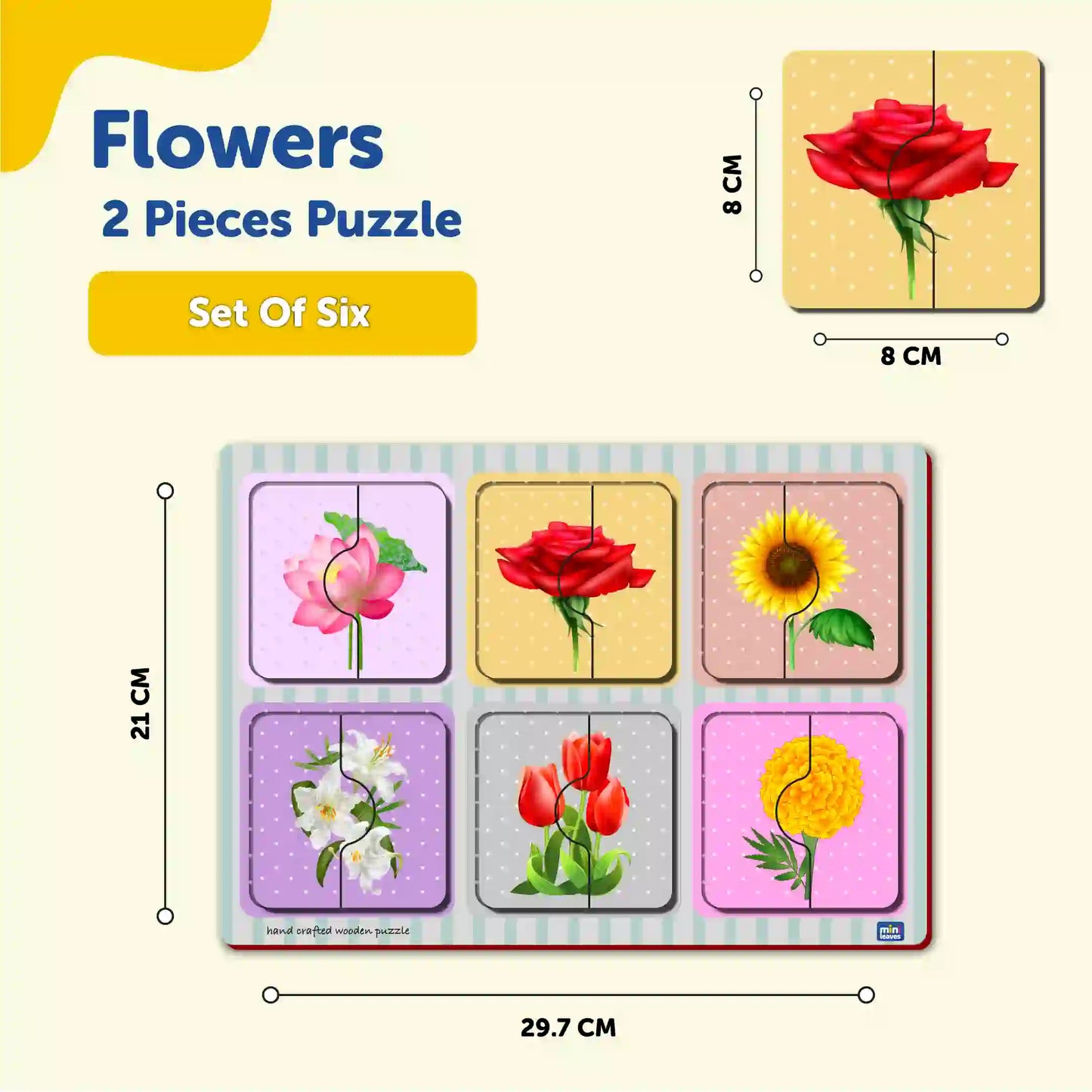 Flower 2 Piece puzzle 2+ Years - Mini Leaves