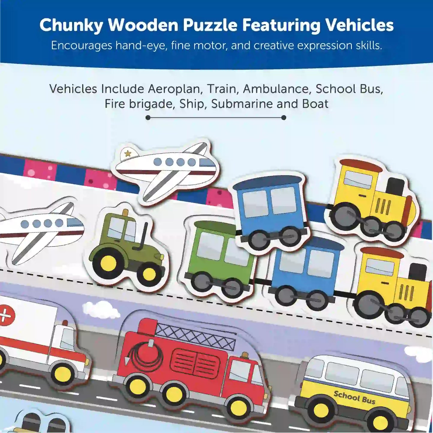 Transport Chunky Puzzle (2+ Years) - Mini Leaves