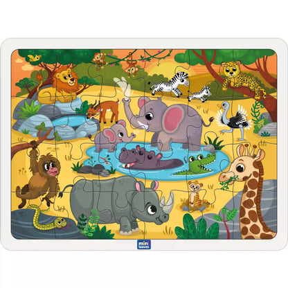 Wild Safari Animal 35 Pieces Puzzle 3+Years - Mini Leaves