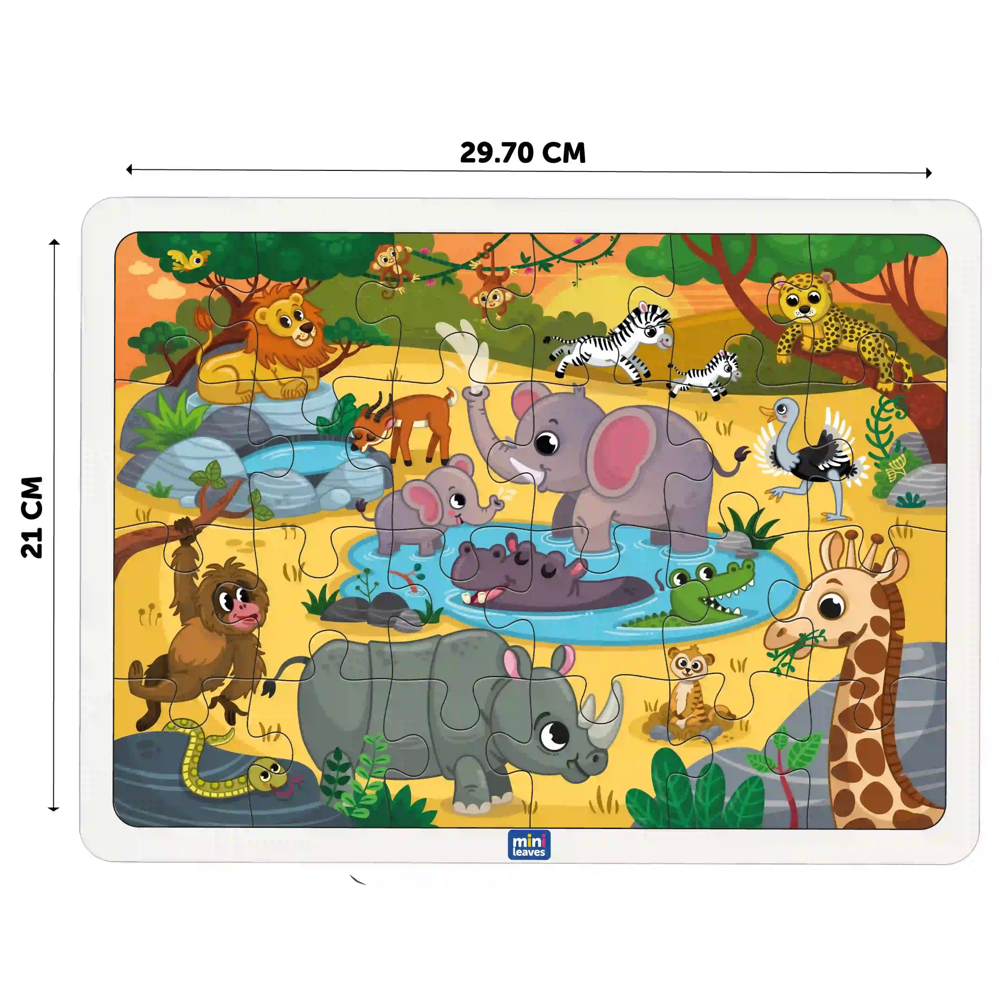 Wild Safari Animal 35 Pieces Puzzle 3+Years - Mini Leaves