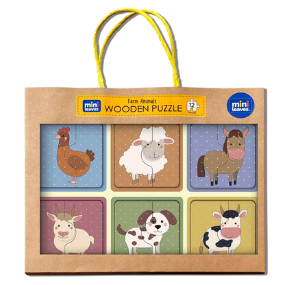 Farm Friends 2 Piece Wooden Puzzles 2+ Years - Mini Leaves