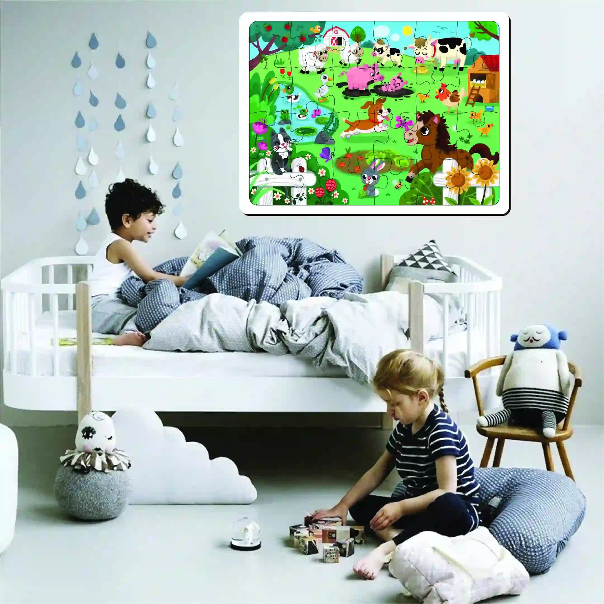 Farm Animal Chunky Floor 24 Pieces Puzzle 2+ Years - Mini Leaves