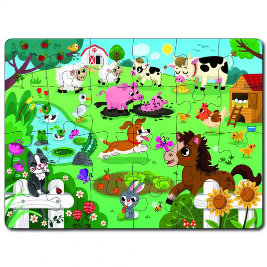 Farm Animal Chunky Floor 24 Pieces Puzzle 2+ Years - Mini Leaves