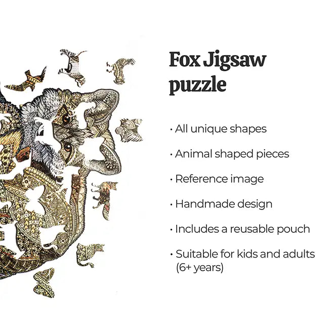 Fox Unique Shape Wooden Puzzles 65 Pieces 6+ Age