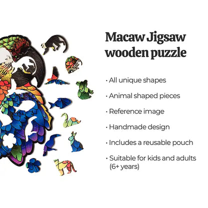 Macaw Unique Shapes Wooden Puzzles 72 pieces 6+ Age