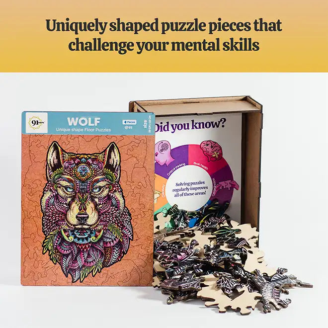 Wolf Unique Shape Wooden Puzzles 65 Pieces 6+ Age